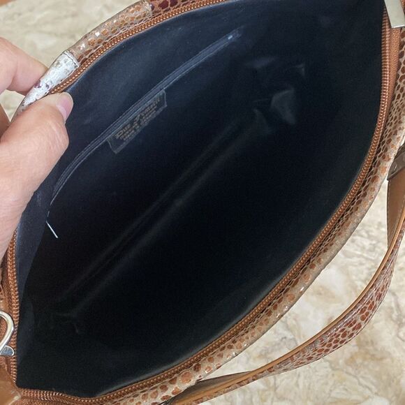 Vintage 1980s Due Fratelli Snakeskin Embossed Leather Dual Handle/ Shoulder Bag - Picture 13 of 15